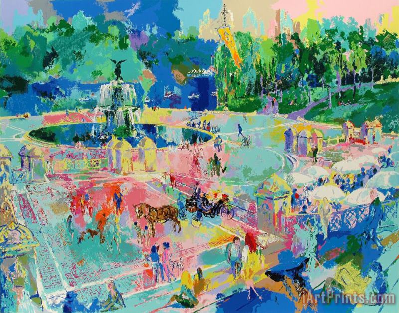 Leroy Neiman Bethesda Fountain Central Park Art Painting
