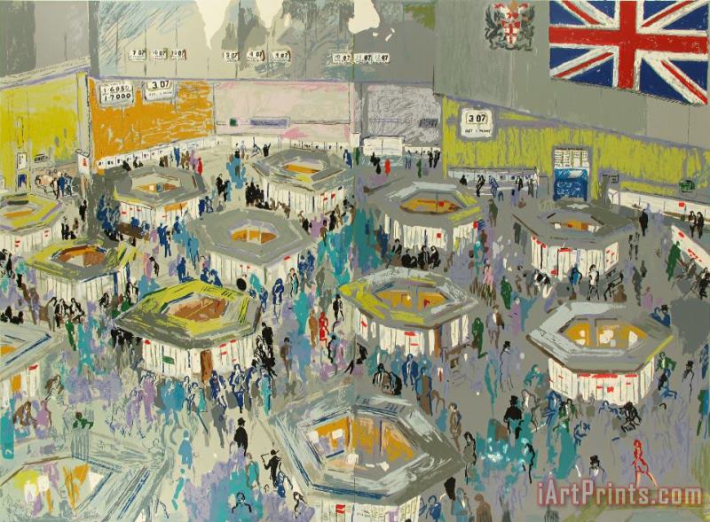London Stock Exchange painting - Leroy Neiman London Stock Exchange Art Print