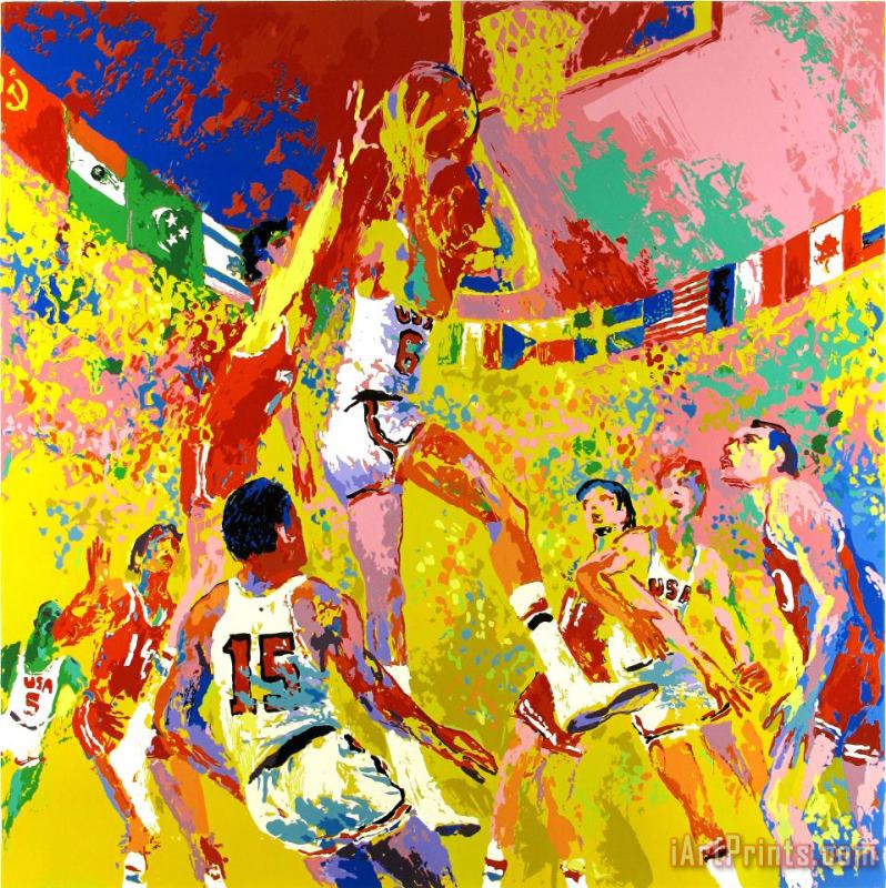 Leroy Neiman Olympic Basketball Art Painting