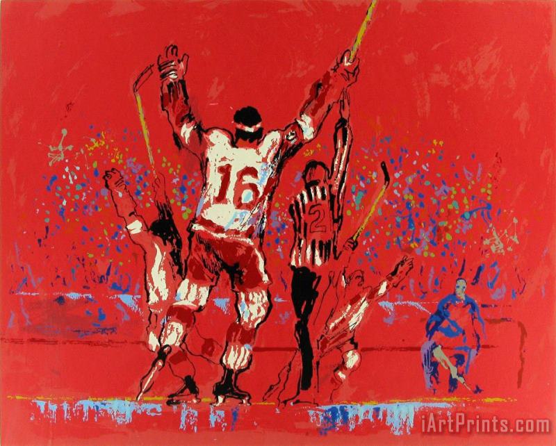 Red Goal painting - Leroy Neiman Red Goal Art Print