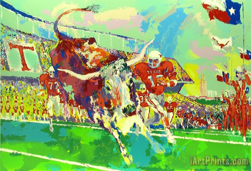 Leroy Neiman Texas Longhorns Art Painting
