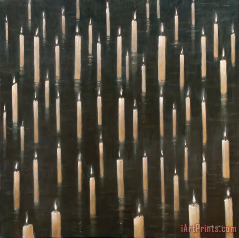 Candles On The Lake Udaipur India painting - Lincoln Seligman Candles On The Lake Udaipur India Art Print