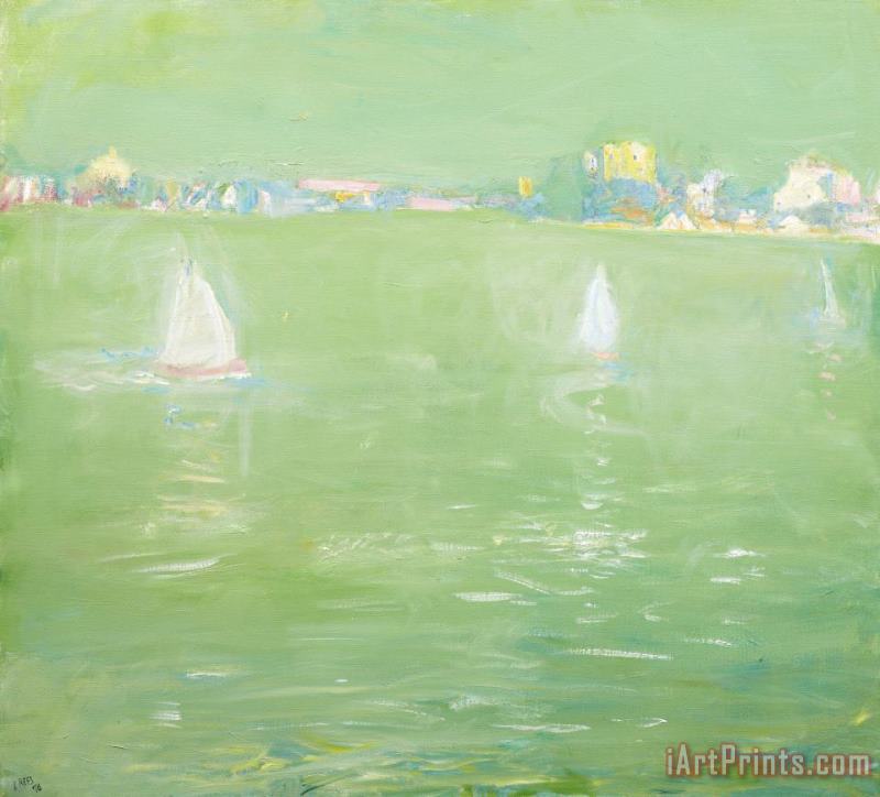 Three Boats Lane Cove River painting - Lloyd Frederic Rees Three Boats Lane Cove River Art Print
