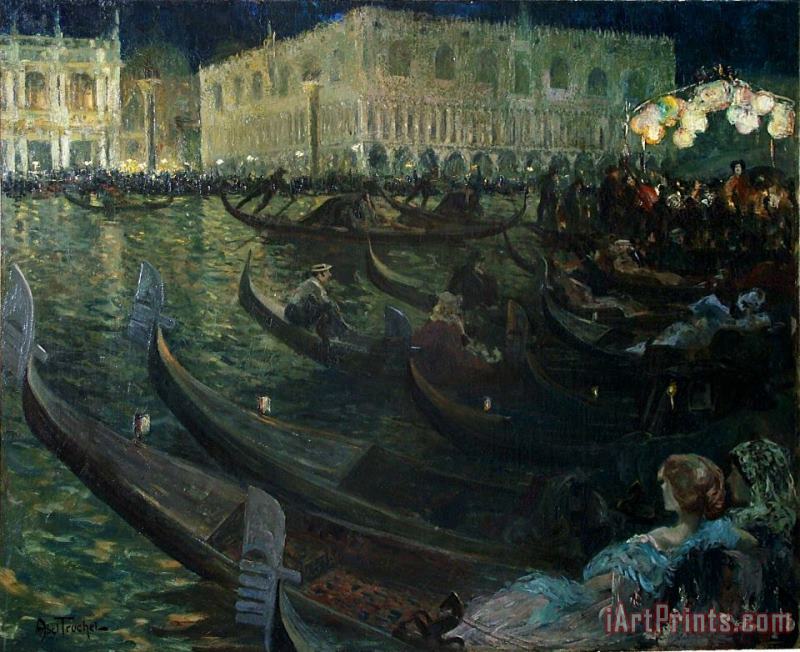 La Festa Del Redentore, Venice painting - Louis Abel Truchet La Festa Del Redentore, Venice Art Print