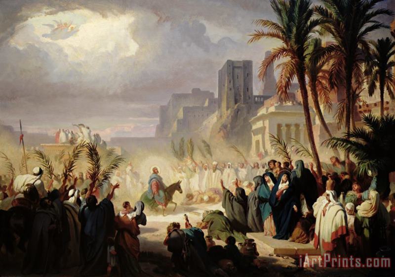 The Entry Of Christ Into Jerusalem painting - Louis Felix Leullier The Entry Of Christ Into Jerusalem Art Print