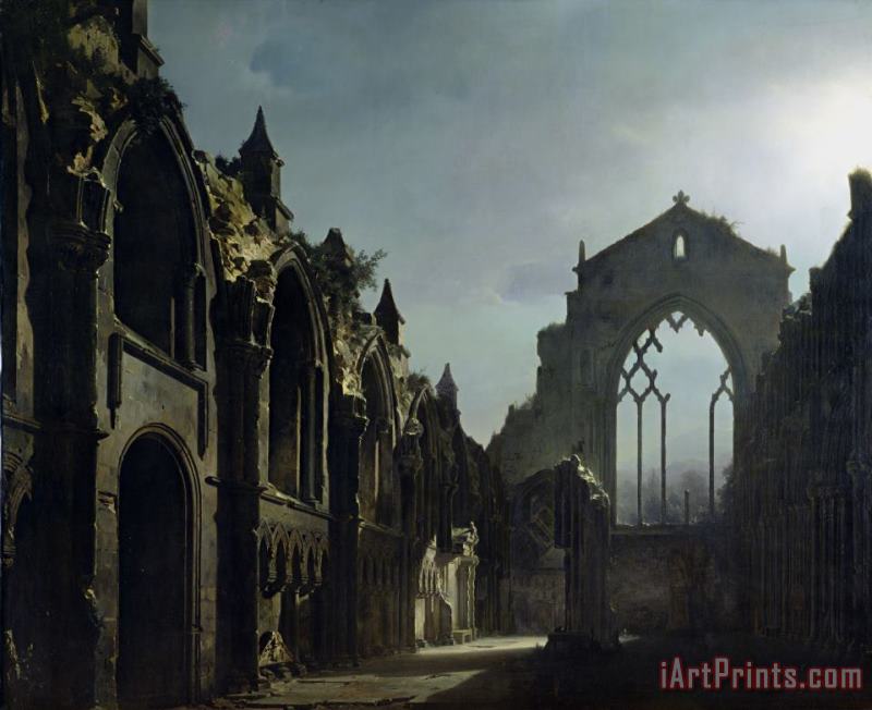 Ruins of Holyrood Chapel painting - Louis Jacques Mande Daguerre Ruins of Holyrood Chapel Art Print