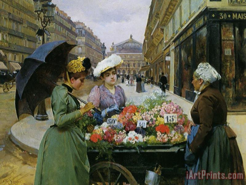 Louis Marie De Schryver Marchande Des Fleures Art Painting