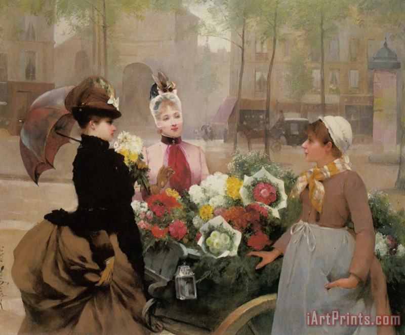 The Flower Seller painting - Louis Marie De Schryver The Flower Seller Art Print