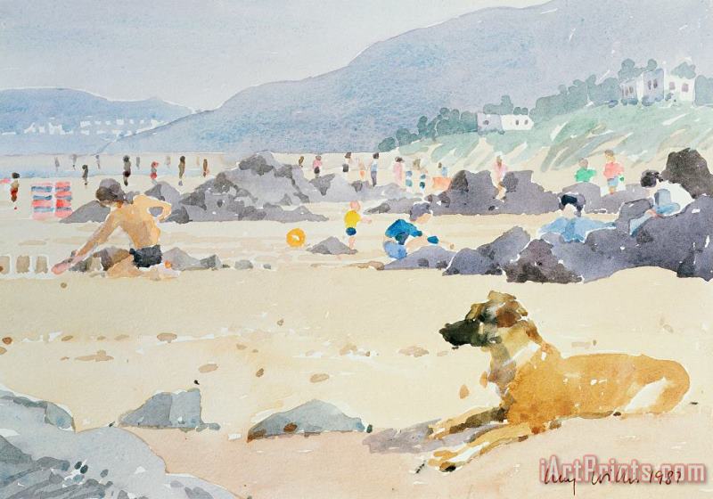 Lucy Willis Dog On The Beach Woolacombe Art Print