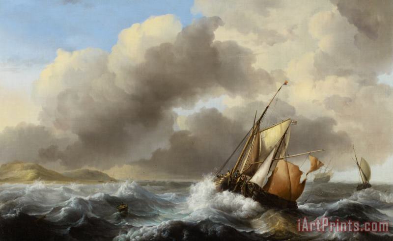 Fishing Vessels Offshore In A Heavy Sea painting - Ludolf Backhuysen Fishing Vessels Offshore In A Heavy Sea Art Print