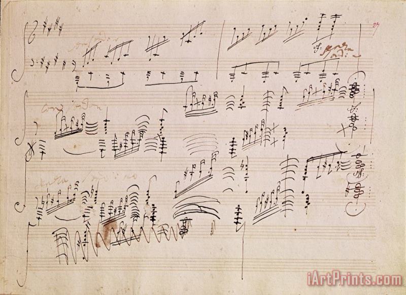 Ludwig van Beethoven Score sheet of Moonlight Sonata Art Print