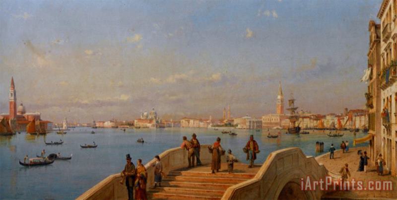 View of The Lagoon painting - Luigi Querena View of The Lagoon Art Print