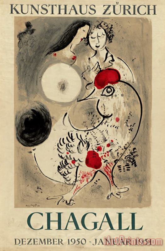 Chagall, Kunsthaus Zurich, Dezember 1950 Januar 1951. 1950 painting - Marc Chagall Chagall, Kunsthaus Zurich, Dezember 1950 Januar 1951. 1950 Art Print