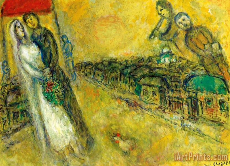 Marc Chagall Les Maries Sous Le Baldaquin Art Print