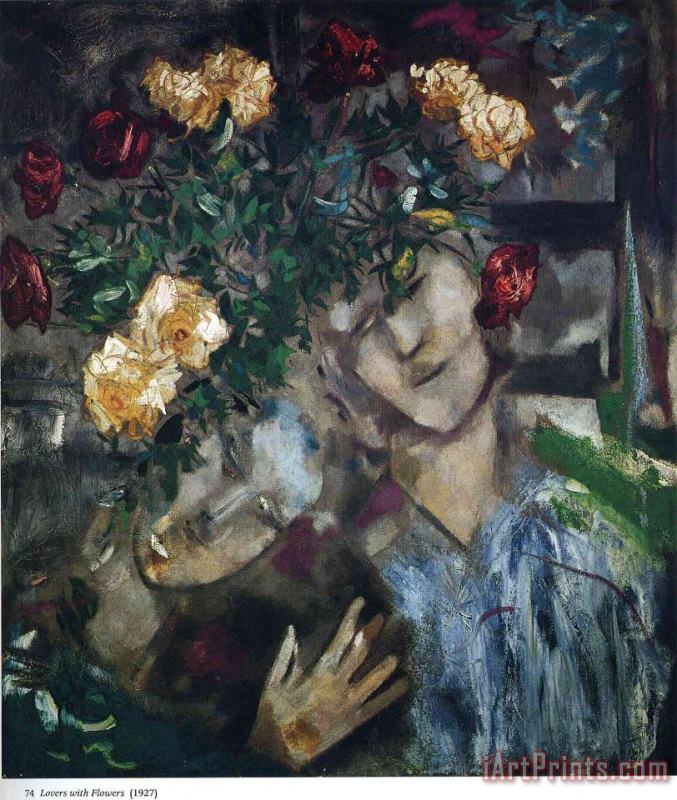 Marc Chagall Lovers with Flowers 1927 Art Painting