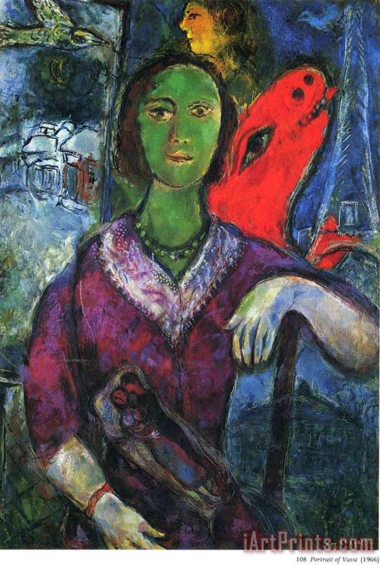 Portrait of Vava 1966 painting - Marc Chagall Portrait of Vava 1966 Art Print