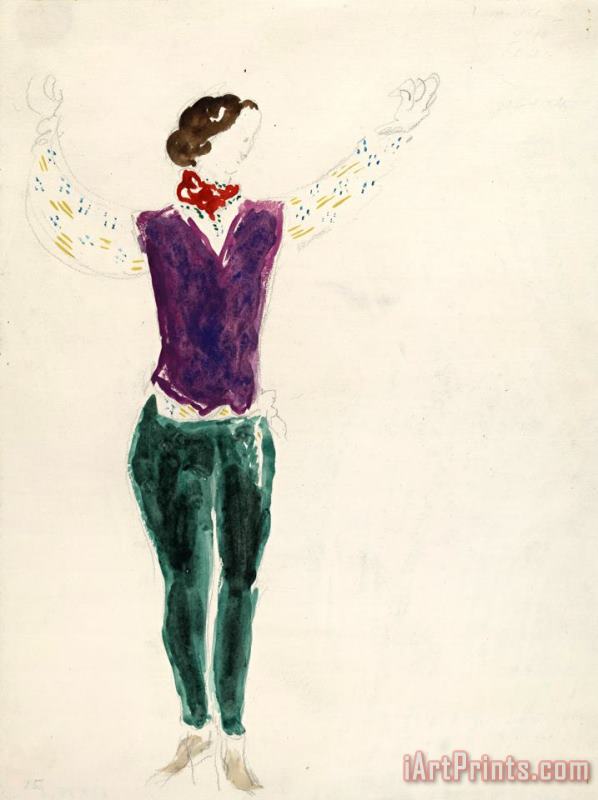 The Gypsy Lover. Costume Design for Scene I of The Ballet Aleko. (1942) painting - Marc Chagall The Gypsy Lover. Costume Design for Scene I of The Ballet Aleko. (1942) Art Print