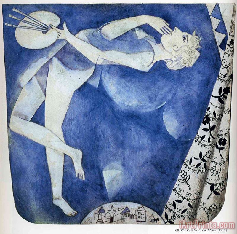 The Painter to The Moon 1917 painting - Marc Chagall The Painter to The Moon 1917 Art Print