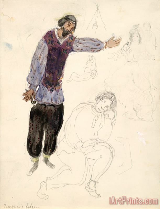 Zemphira's Father, Costume Design for Aleko (scene I). (1942) painting - Marc Chagall Zemphira's Father, Costume Design for Aleko (scene I). (1942) Art Print