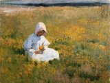 Marianne Stokes - In a Field of Buttercups painting