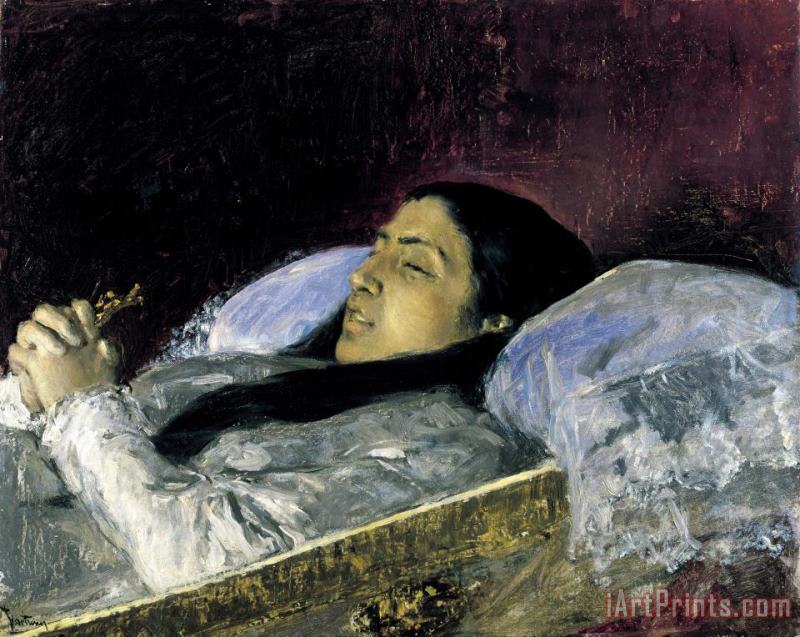 Mariano Jose Maria Bernardo Fortuny Y Carbo Miss Del Castillo on Her Deathbed Art Print
