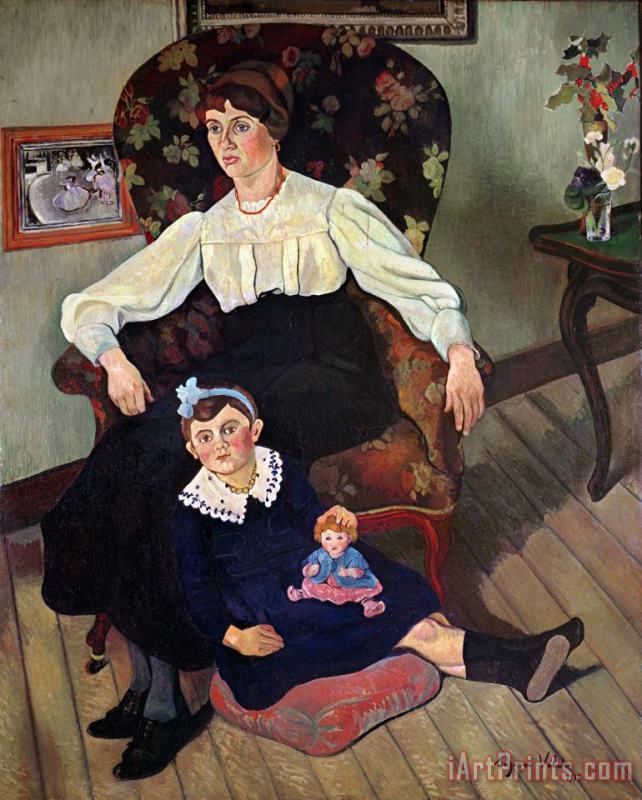 Marie Clementine Valadon Portrait of Marie Coca and her Daughter Art Print