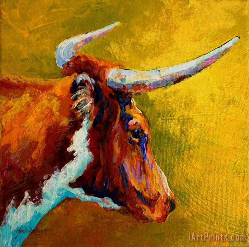 A Couple Of Pointers - Longhorn Steer painting - Marion Rose A Couple Of Pointers - Longhorn Steer Art Print