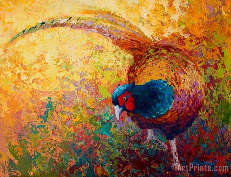 Foraging Pheasant painting - Marion Rose Foraging Pheasant Art Print