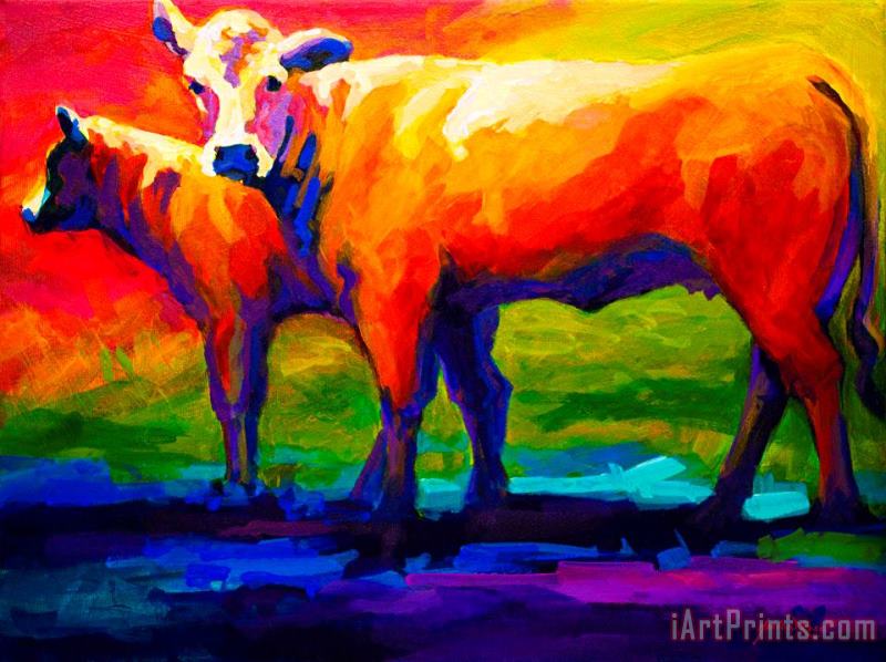 Marion Rose Golden Beauty - Cow and Calf Art Painting