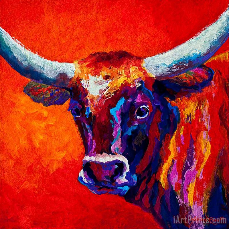 Longhorn Steer painting - Marion Rose Longhorn Steer Art Print