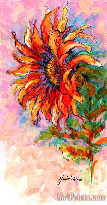 One Sunflower painting - Marion Rose One Sunflower Art Print