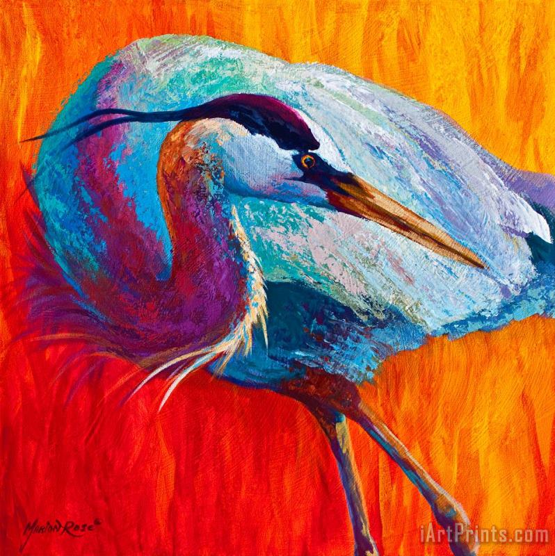Marion Rose Second Glance - Great Blue Heron Art Painting