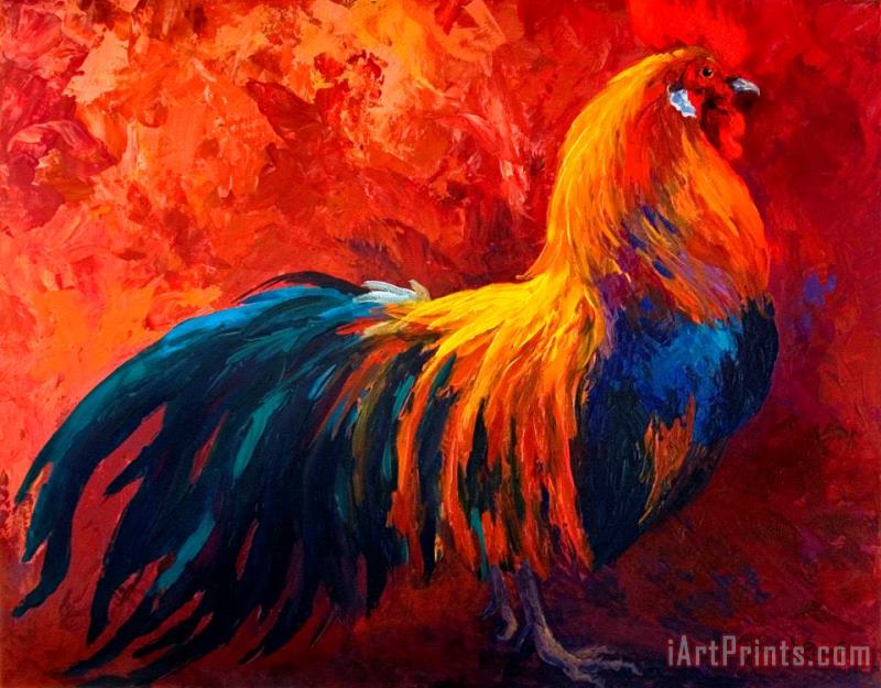 Marion Rose Strutting His Stuff - Rooster Art Painting