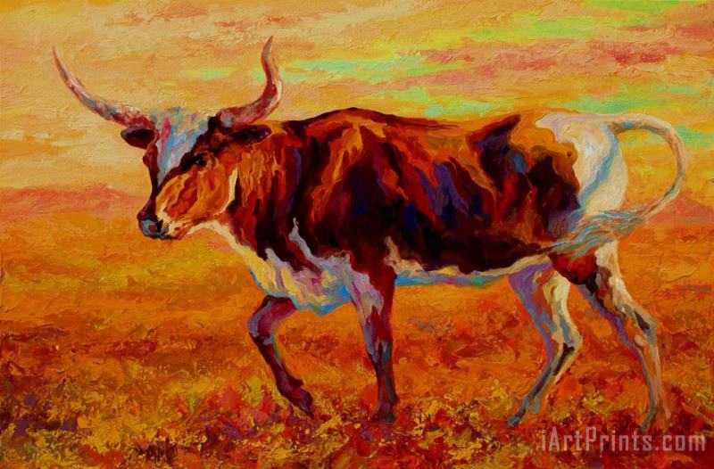 Marion Rose Texas Longhorn Art Painting