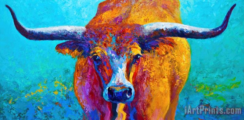 Widespread - Texas Longhorn painting - Marion Rose Widespread - Texas Longhorn Art Print