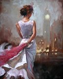 Mark Spain - Lady in London painting