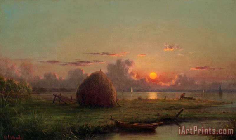 Haystack at Sunset, 1861 painting - Martin Johnson Heade Haystack at Sunset, 1861 Art Print