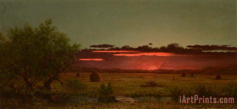 Martin Johnson Heade Jersey Meadows at Sunset Art Painting