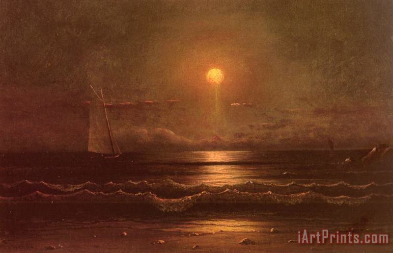 Sailing by Moonlight painting - Martin Johnson Heade Sailing by Moonlight Art Print