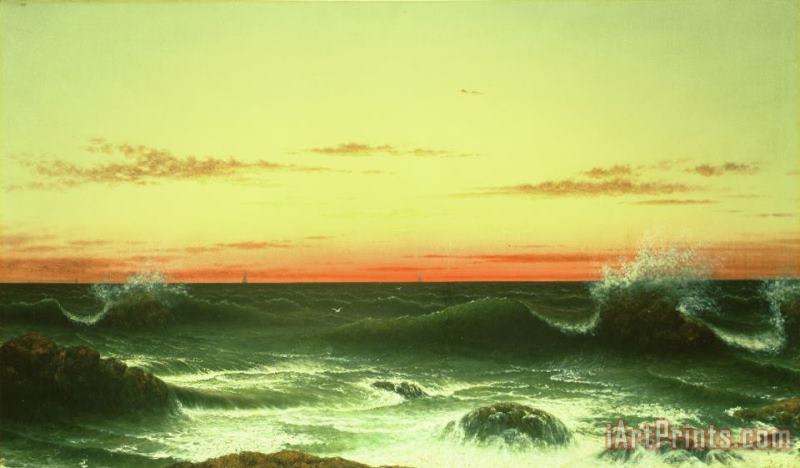 Seascape Sunset 1861 painting - Martin Johnson Heade Seascape Sunset 1861 Art Print