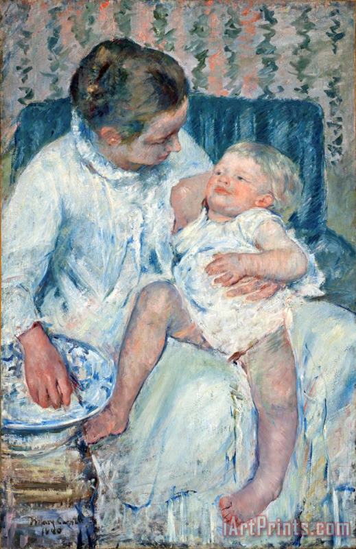 Mary Cassatt Mother About to Wash Her Sleepy Child Art Painting