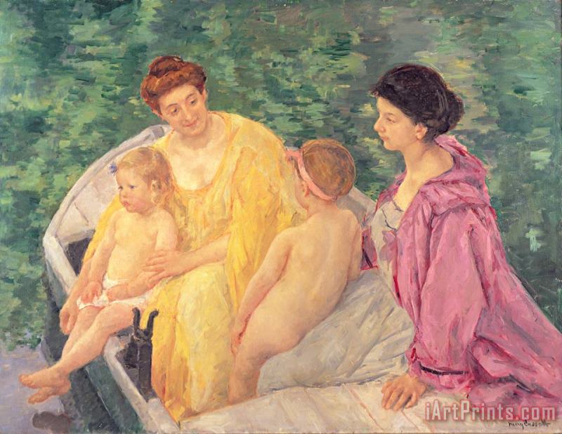 Mary Stevenson Cassatt The Swim or Two Mothers and Their Children on a Boat Art Print