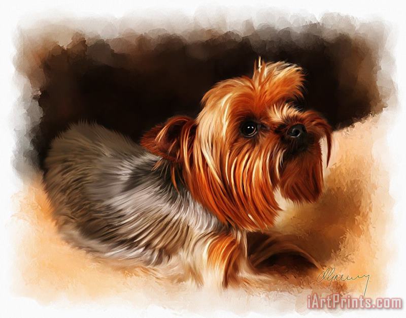 Michael Greenaway Cute Pet Dog Portrait Art Painting