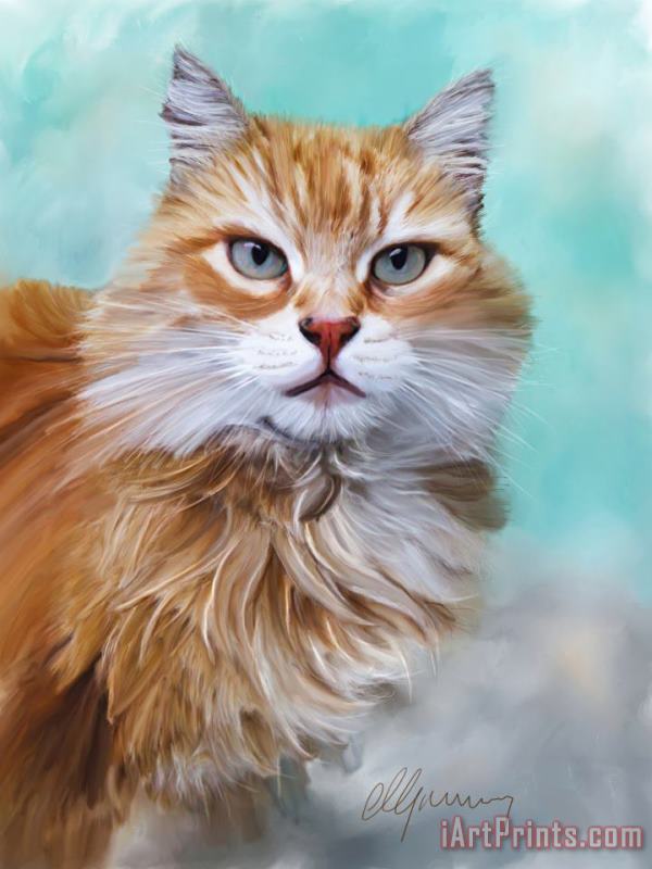 Pet Cat Portrait painting - Michael Greenaway Pet Cat Portrait Art Print