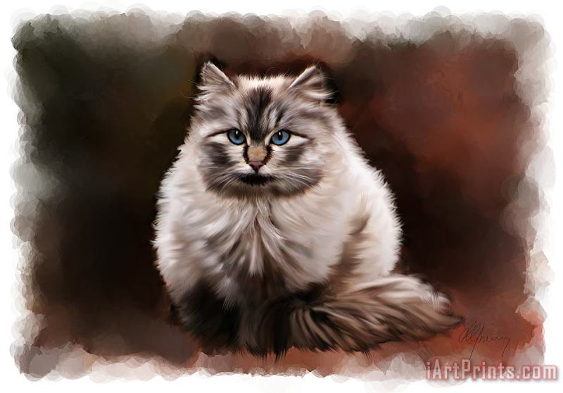 Michael Greenaway Pet Cat Portrait Art Painting