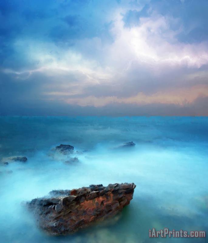 Sea Sky and Stone painting - Michael Greenaway Sea Sky and Stone Art Print