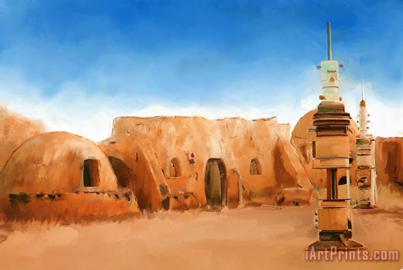 Michael Greenaway Star Wars Film Set Tatooine Tunisia Art Painting