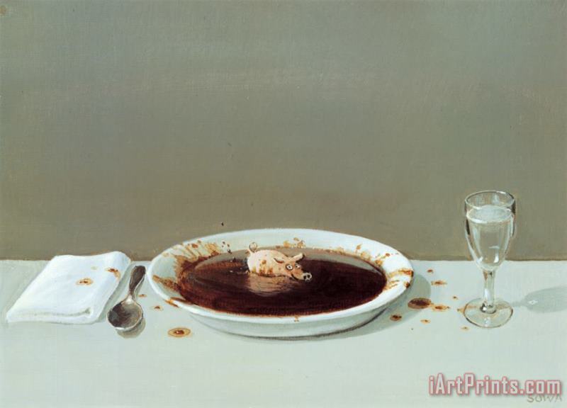 Michael Sowa Pig in Soup Art Painting