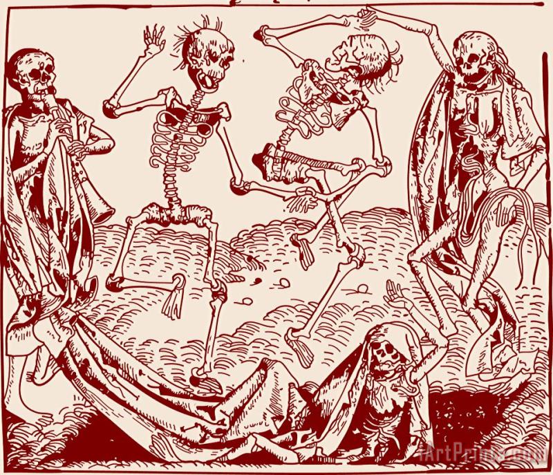 Red Dance Macabre painting - Michael Wolgemut Red Dance Macabre Art Print