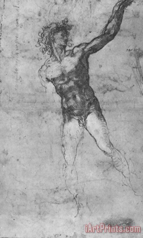 Michelangelo Male Nude, Study for The Battle of Cascina Art Painting